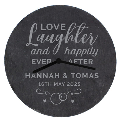 Personalised Love Laughter Slate Clock - image 5