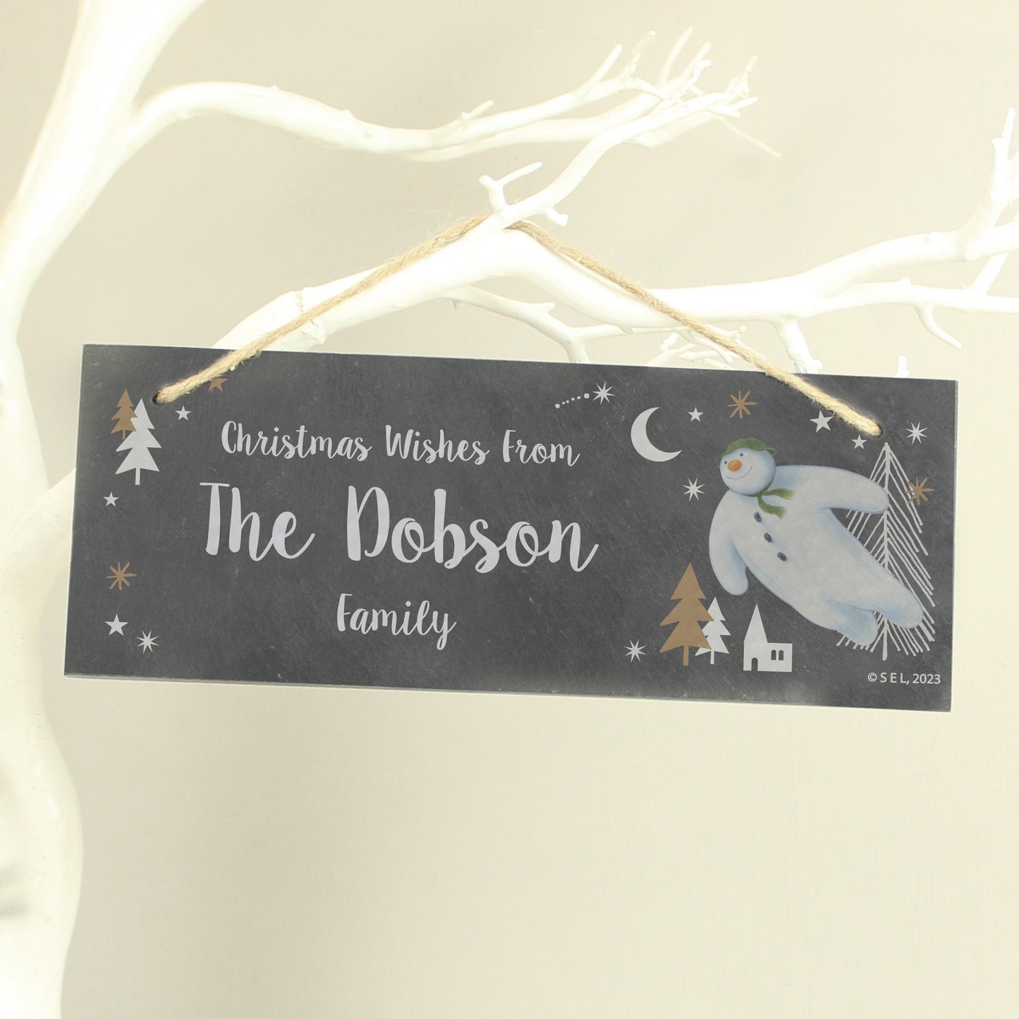 Personalised The Snowman Magical Adventure Hanging Slate Plaque - image 2