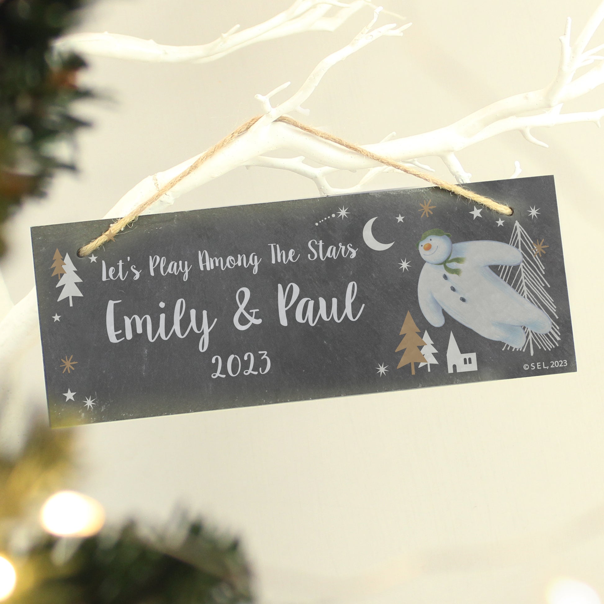 Personalised The Snowman Magical Adventure Hanging Slate Plaque - image 4