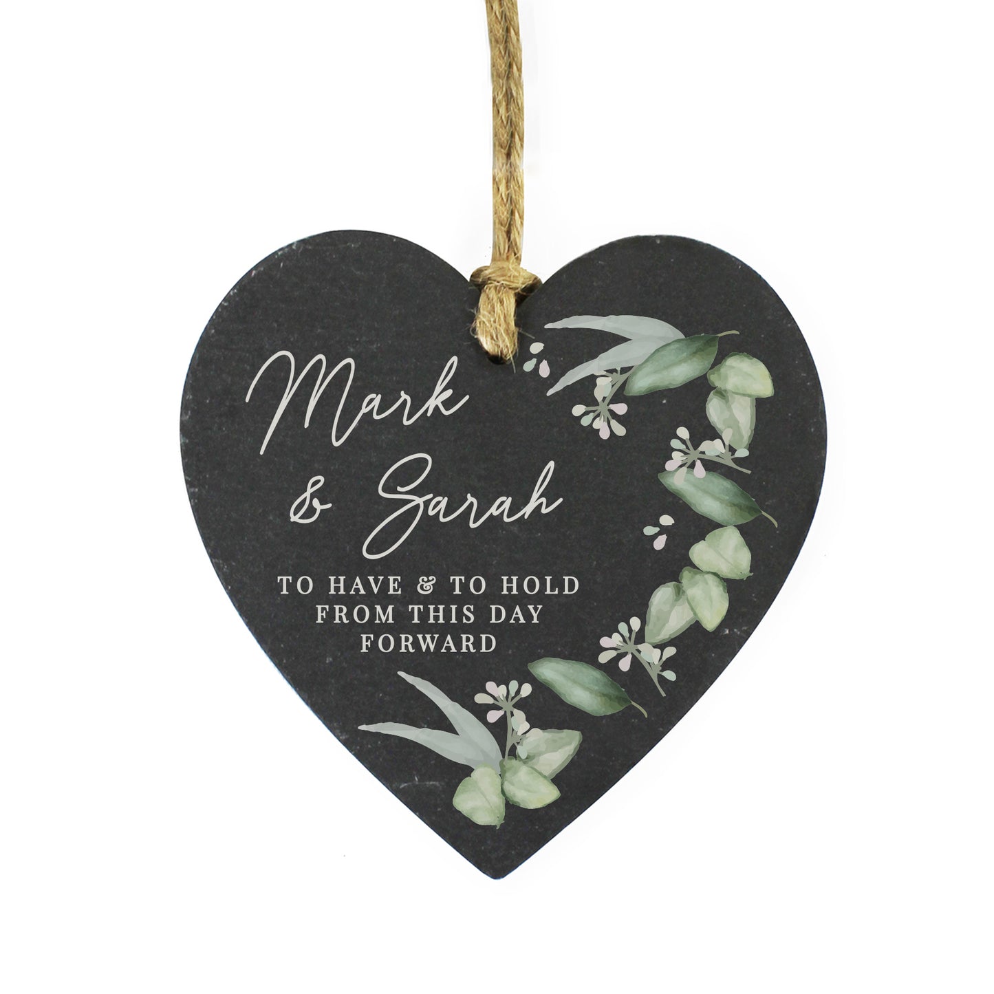 Personalised Botanical Slate Heart Decoration - image 5