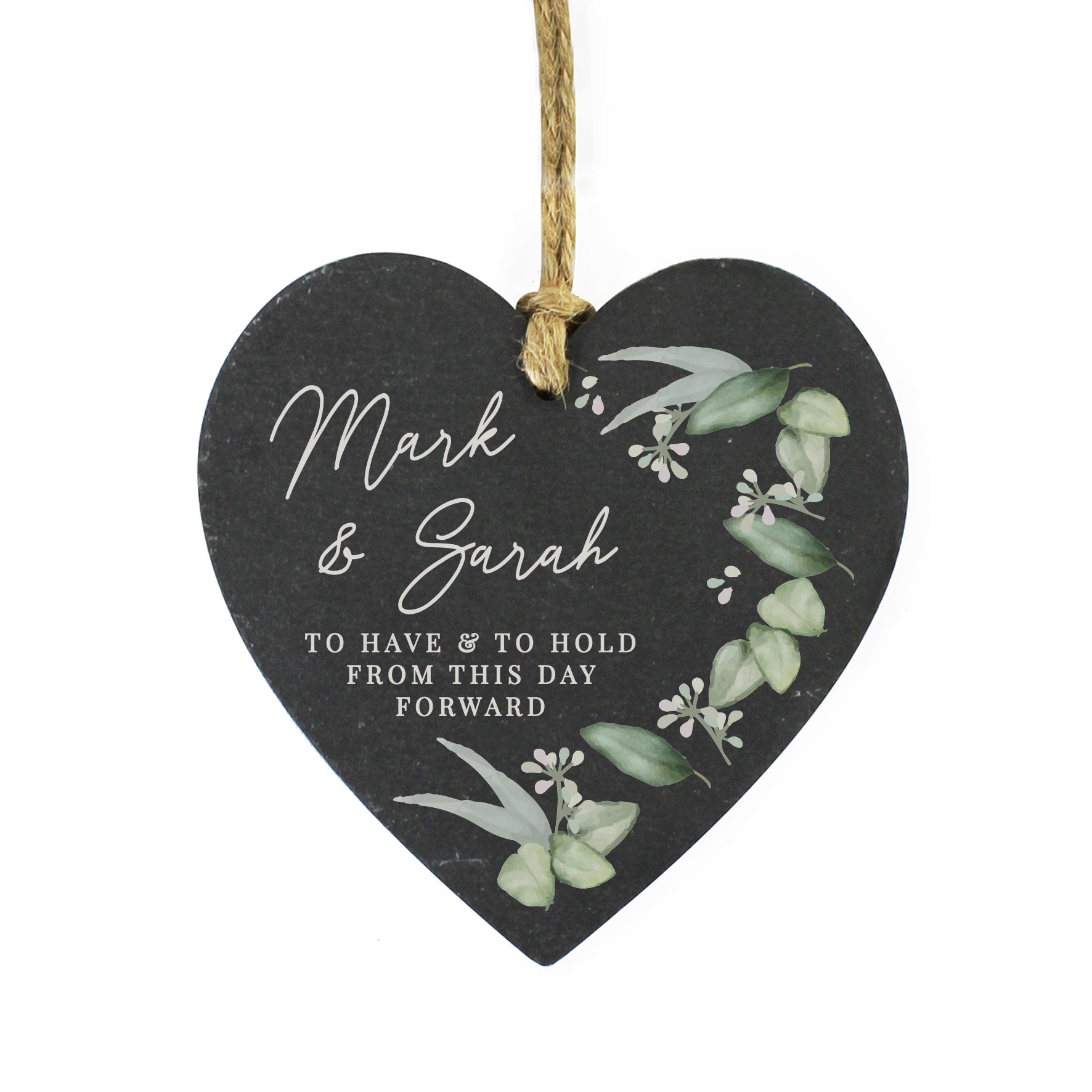Personalised Botanical Slate Heart Decoration - image 5