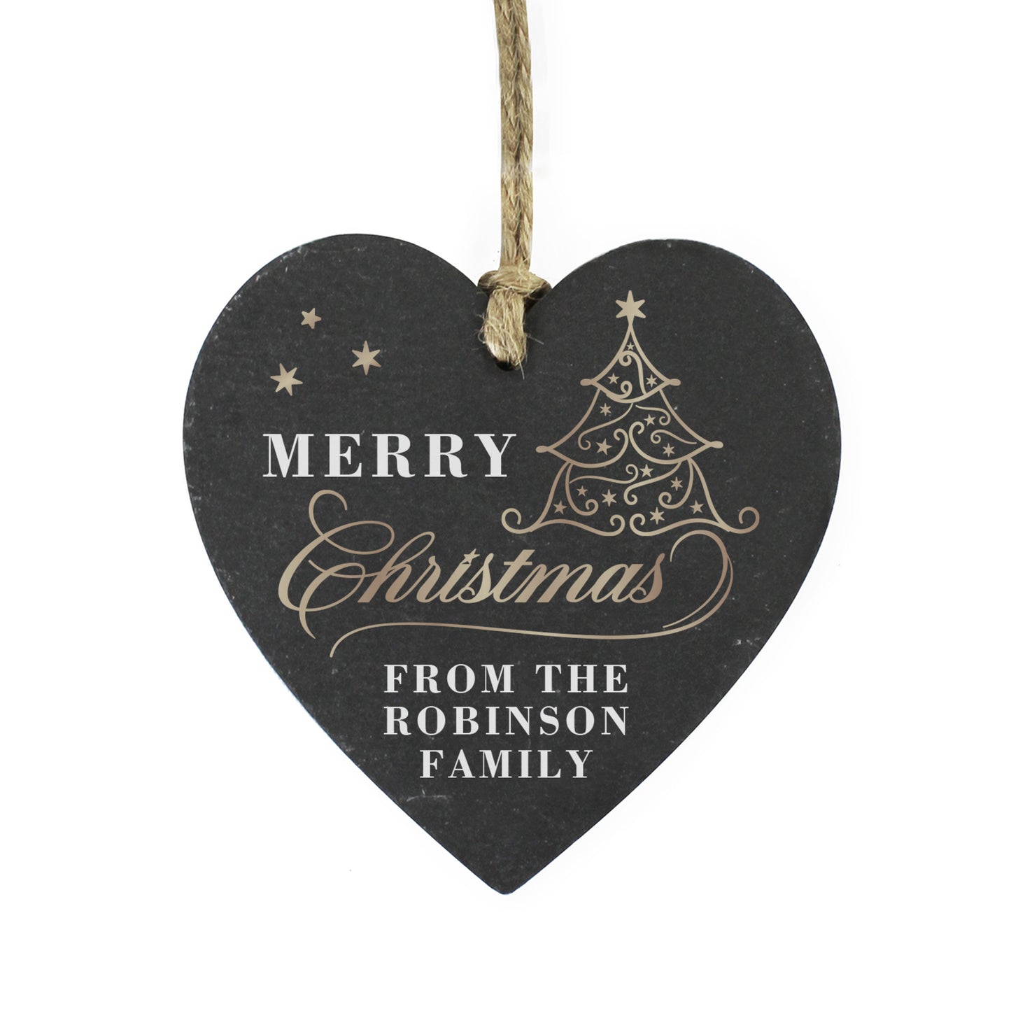 Personalised Gold Christmas Slate Heart Ornament - image 5