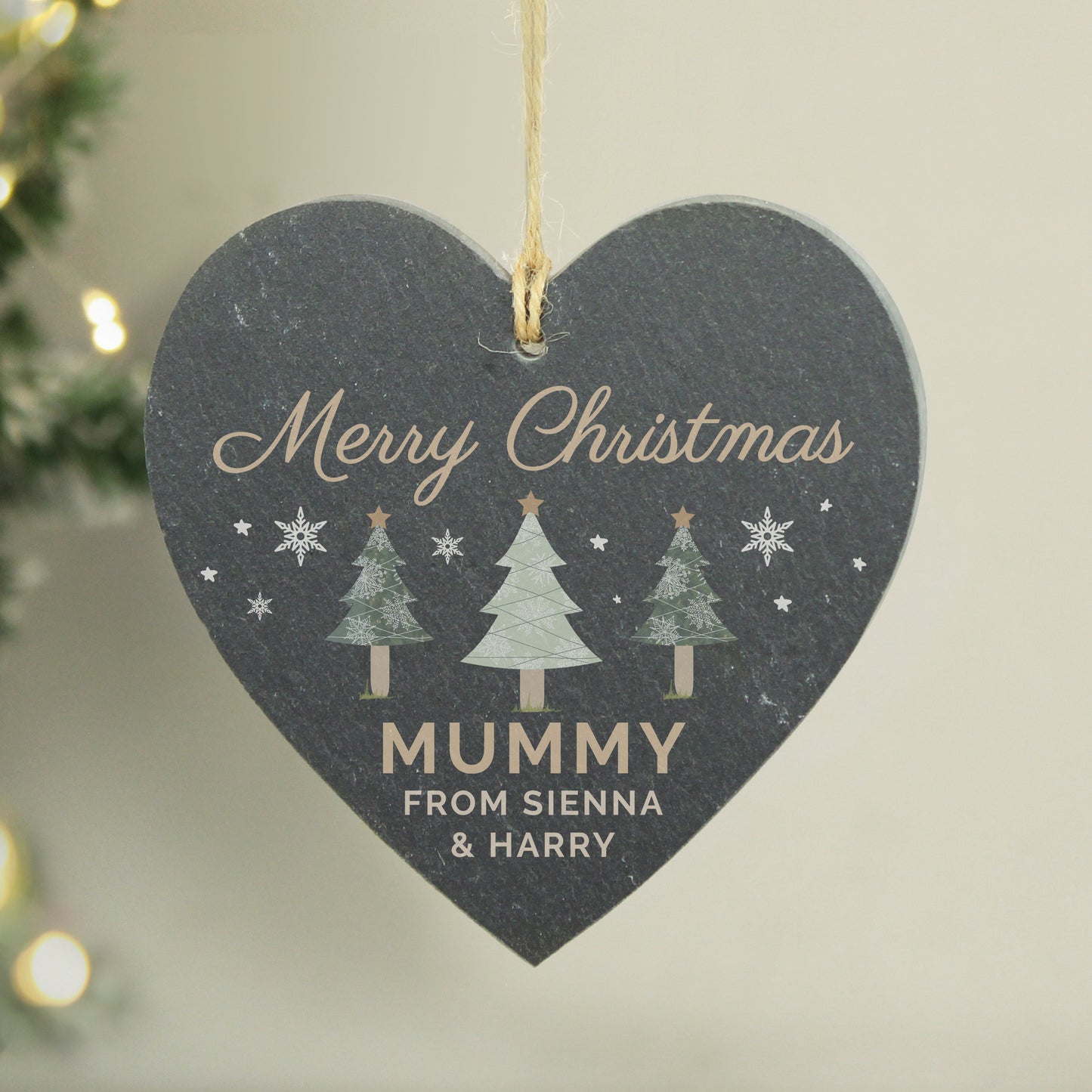 Personalised Christmas Tree Slate Heart Ornament from Heartfelt Gifts