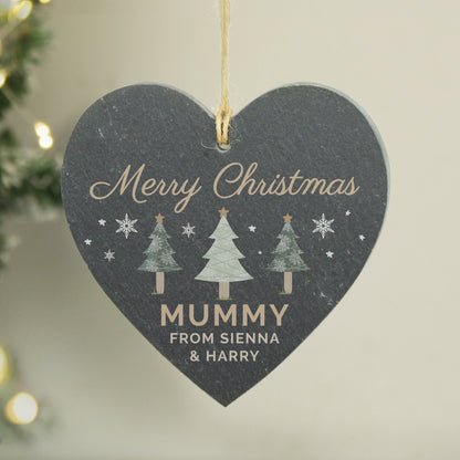 Personalised Christmas Tree Slate Heart Ornament from Heartfelt Gifts