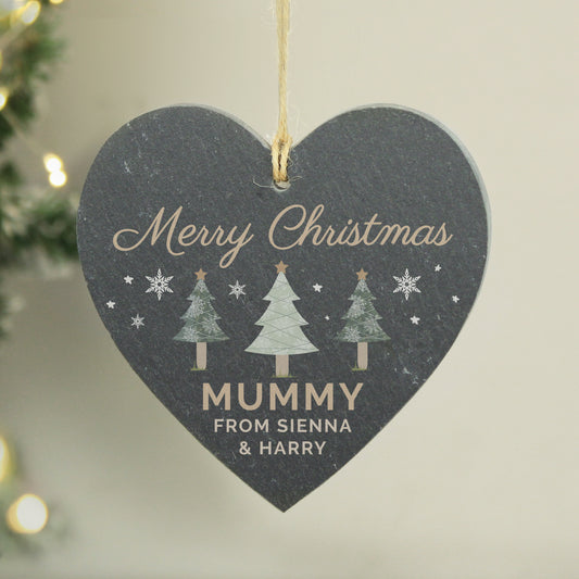 Personalised Christmas Tree Slate Heart Ornament from Heartfelt Gifts