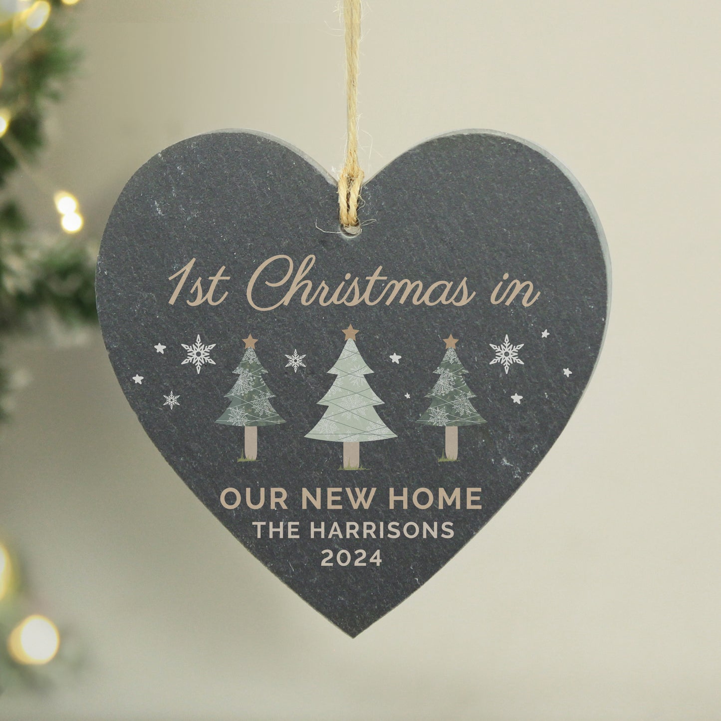 Personalised Christmas Tree Slate Heart Ornament - image 4