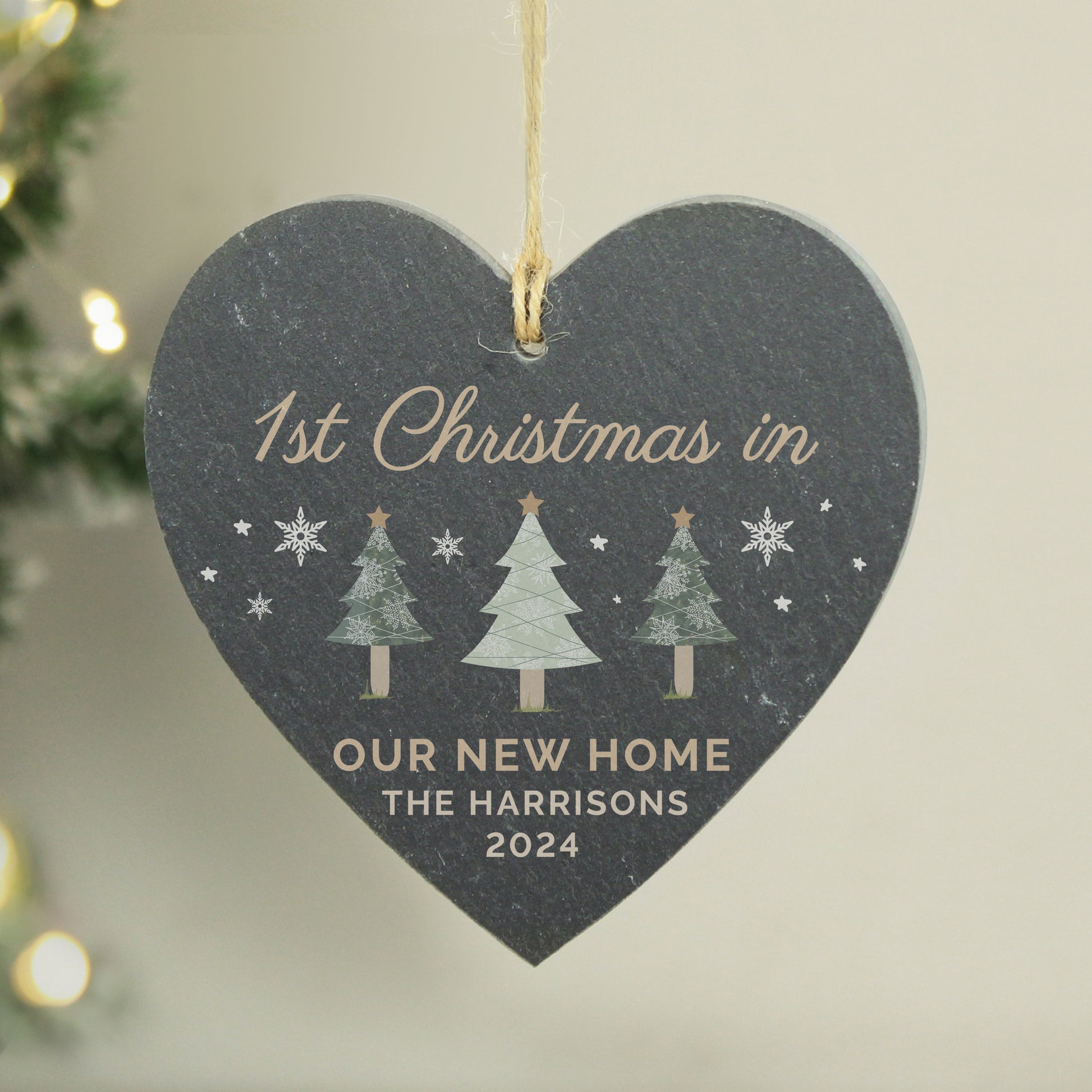 Personalised Christmas Tree Slate Heart Ornament - image 4