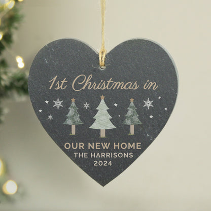 Personalised Christmas Tree Slate Heart Ornament - image 4