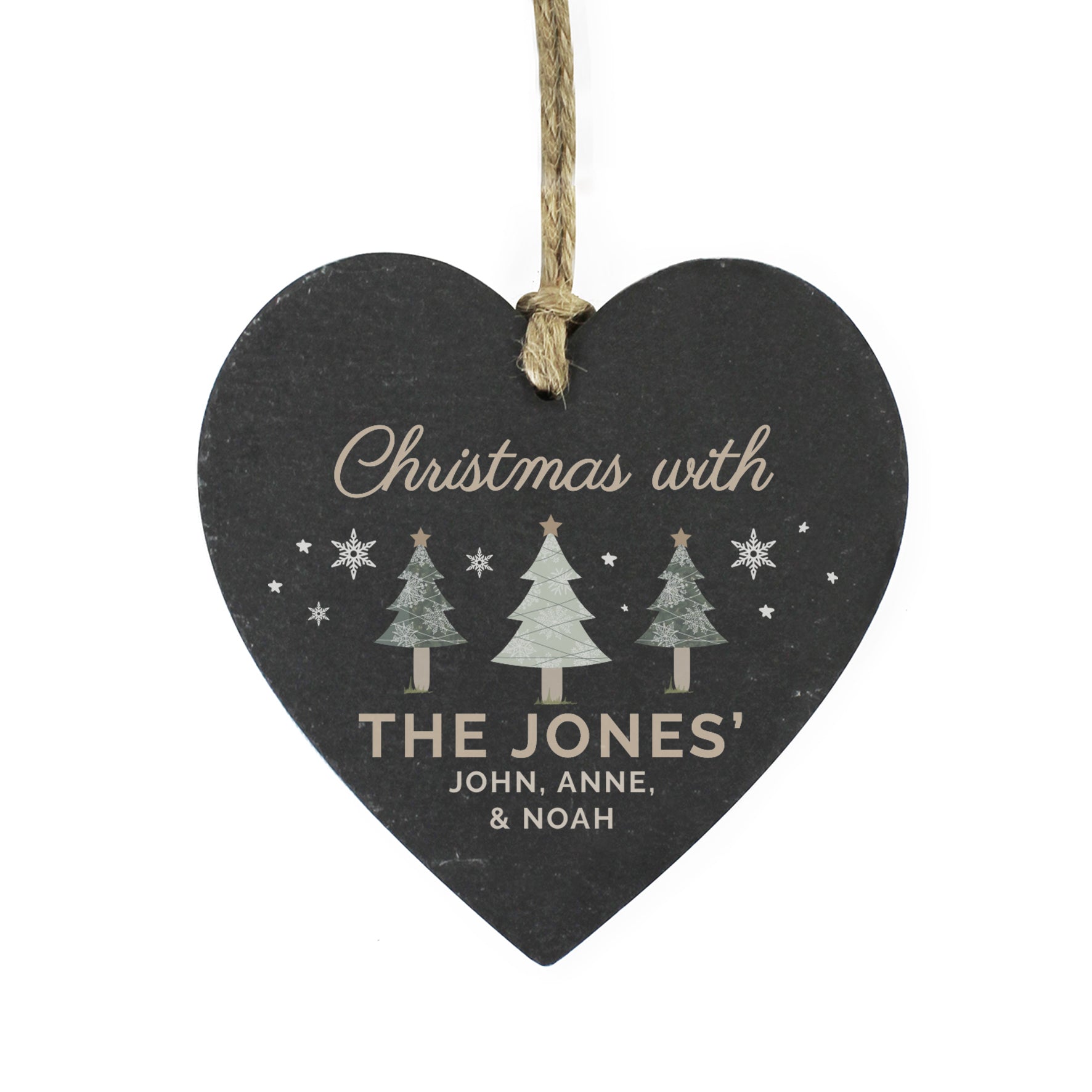 Personalised Christmas Tree Slate Heart Ornament - image 5