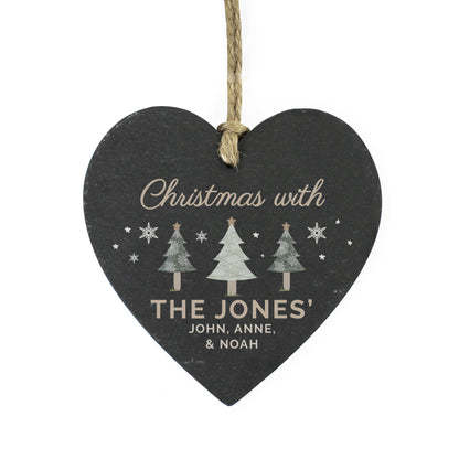 Personalised Christmas Tree Slate Heart Ornament - image 5