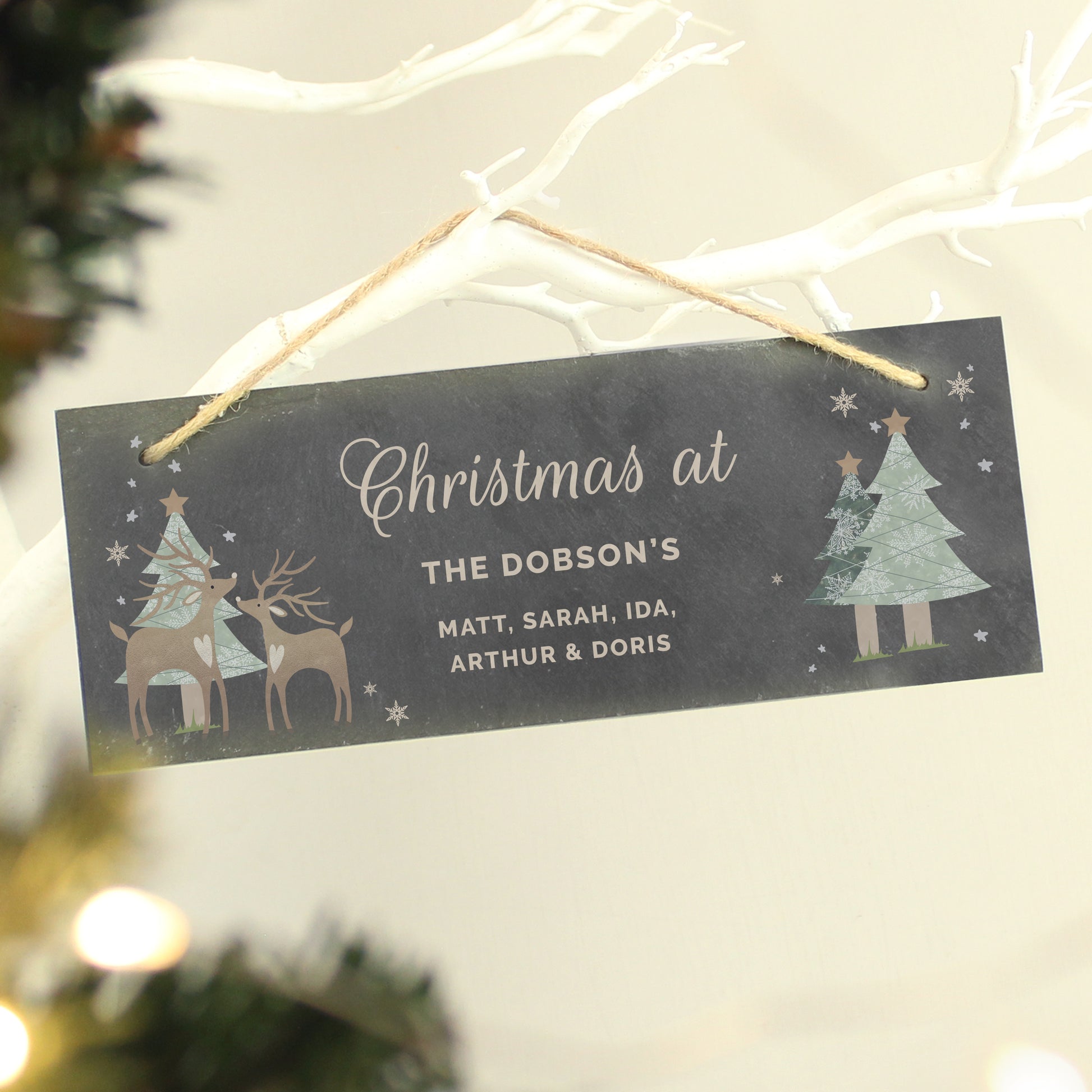 Personalised Christmas Reindeer Hanging Slate Plaque - image 3