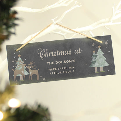 Personalised Christmas Reindeer Hanging Slate Plaque - image 3