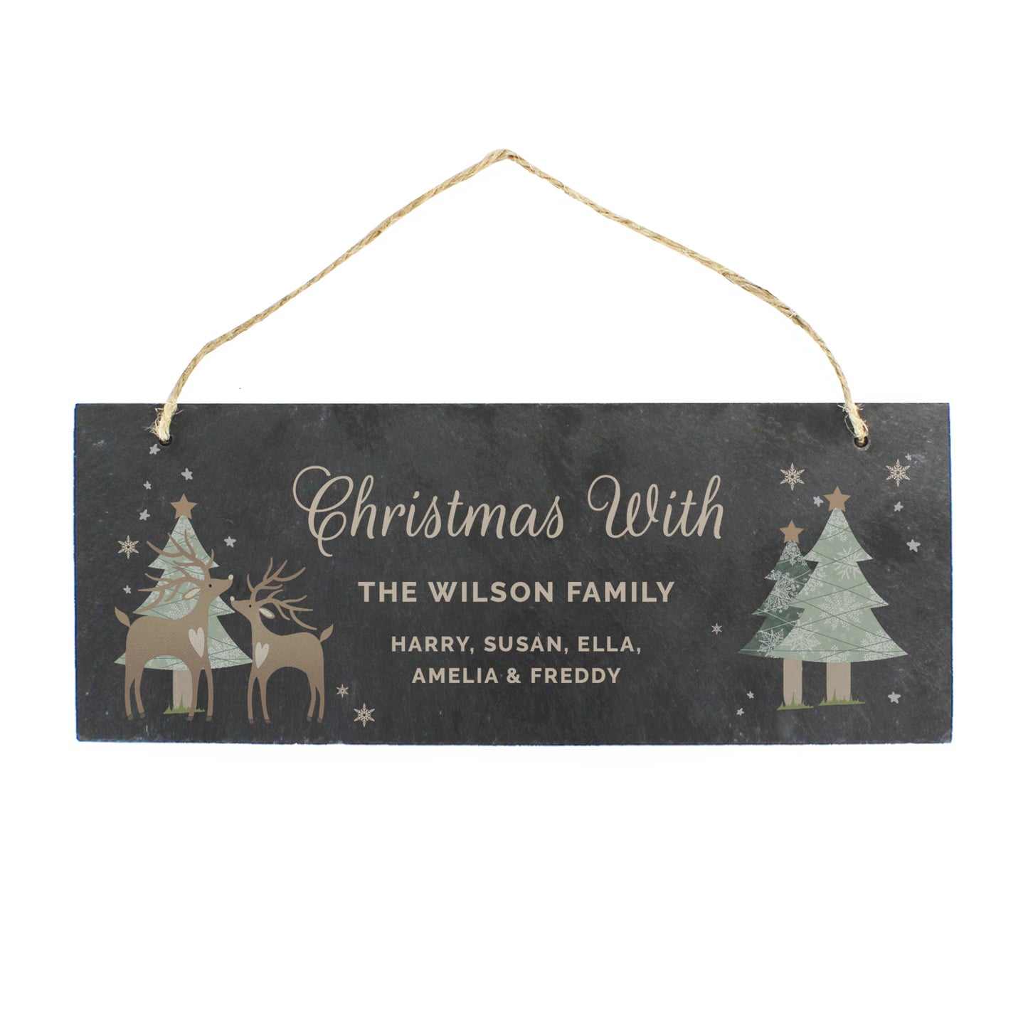Personalised Christmas Reindeer Hanging Slate Plaque - image 5