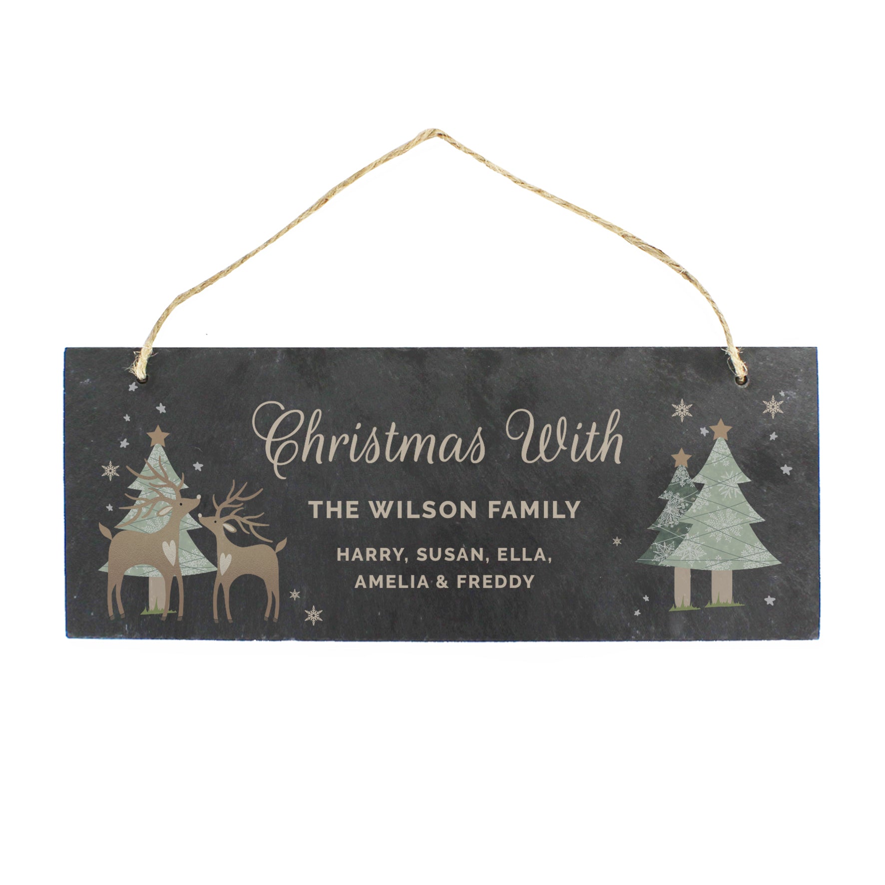 Personalised Christmas Reindeer Hanging Slate Plaque - image 5
