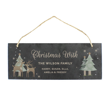 Personalised Christmas Reindeer Hanging Slate Plaque - image 5