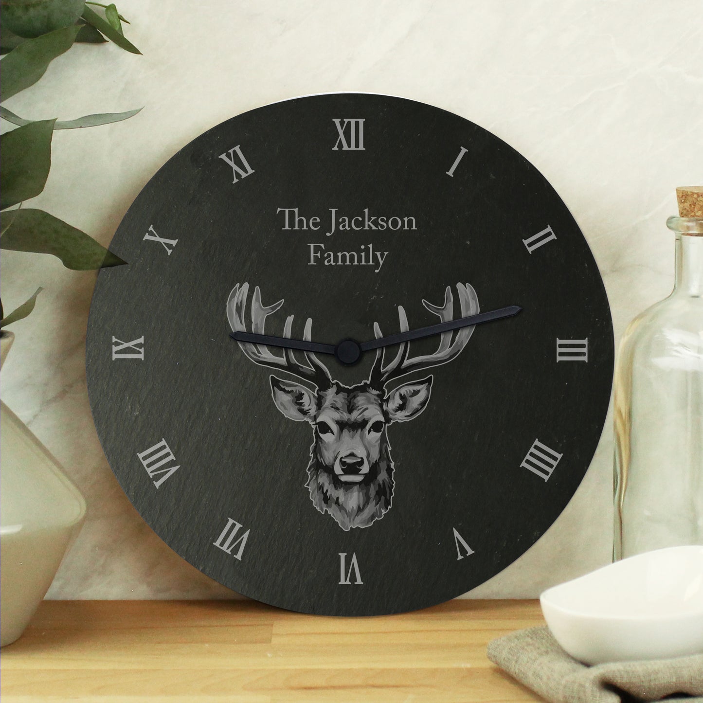 Personalised Stag Slate Clock from Heartfelt Gifts