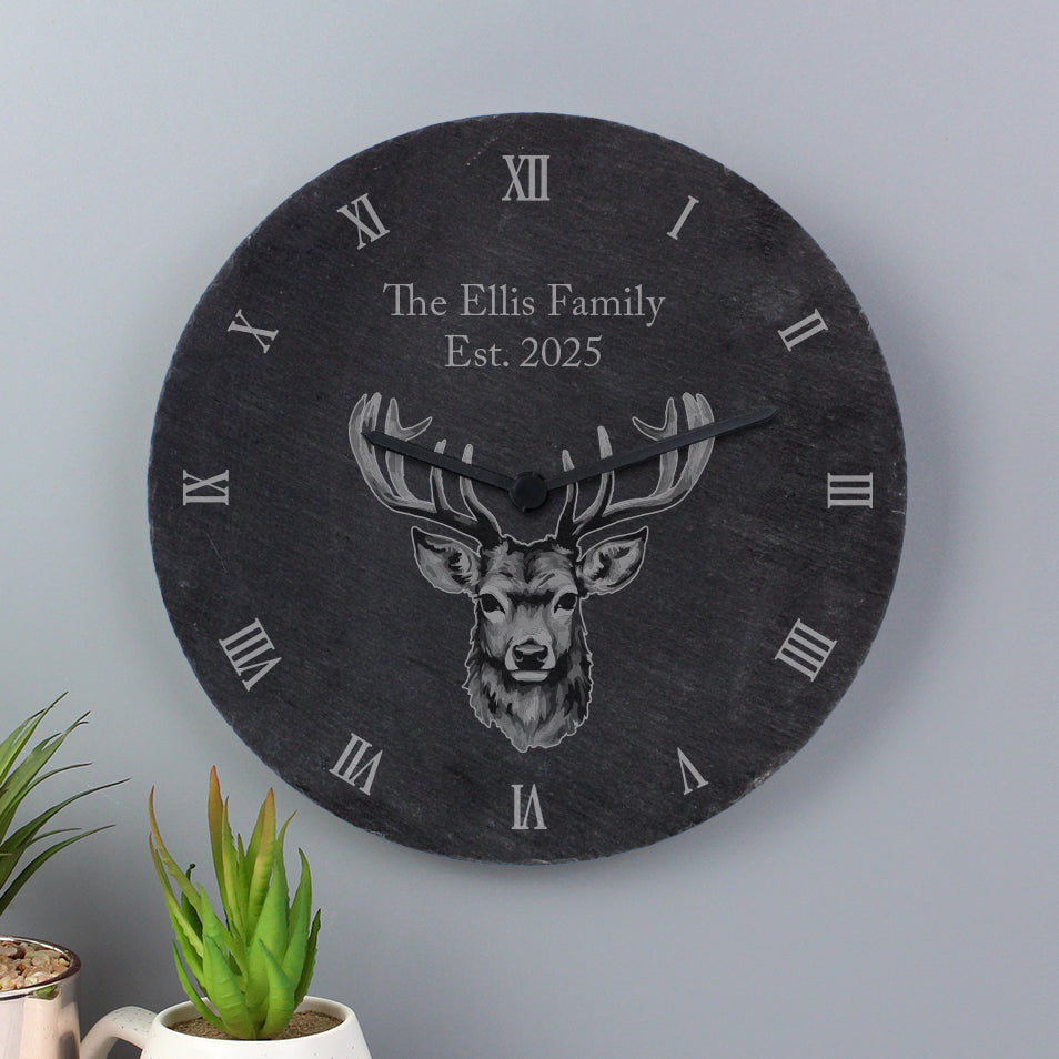 Personalised Stag Slate Clock - image 2