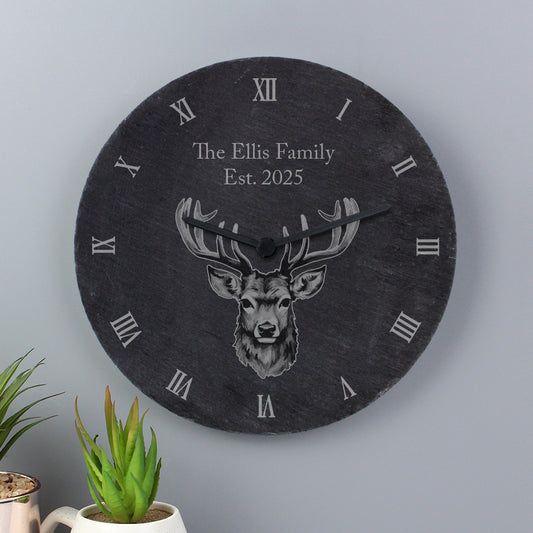 Personalised Stag Slate Clock - image 2