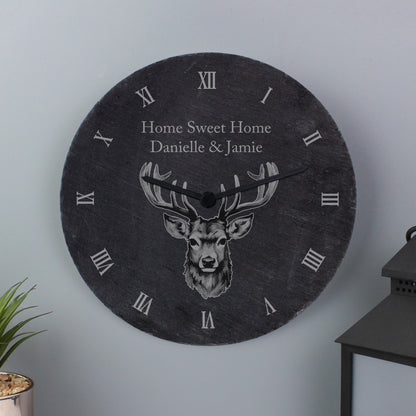 Personalised Stag Slate Clock - image 3