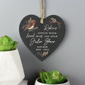 Personalised Memorial Robins Appear Slate Heart from Heartfelt Gifts