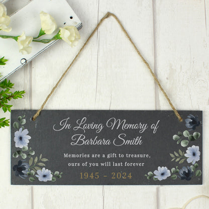 Personalised Memorial Floral Slate Hanging Ornament from Heartfelt Gifts