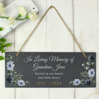 Personalised Memorial Floral Slate Hanging Ornament - image 4