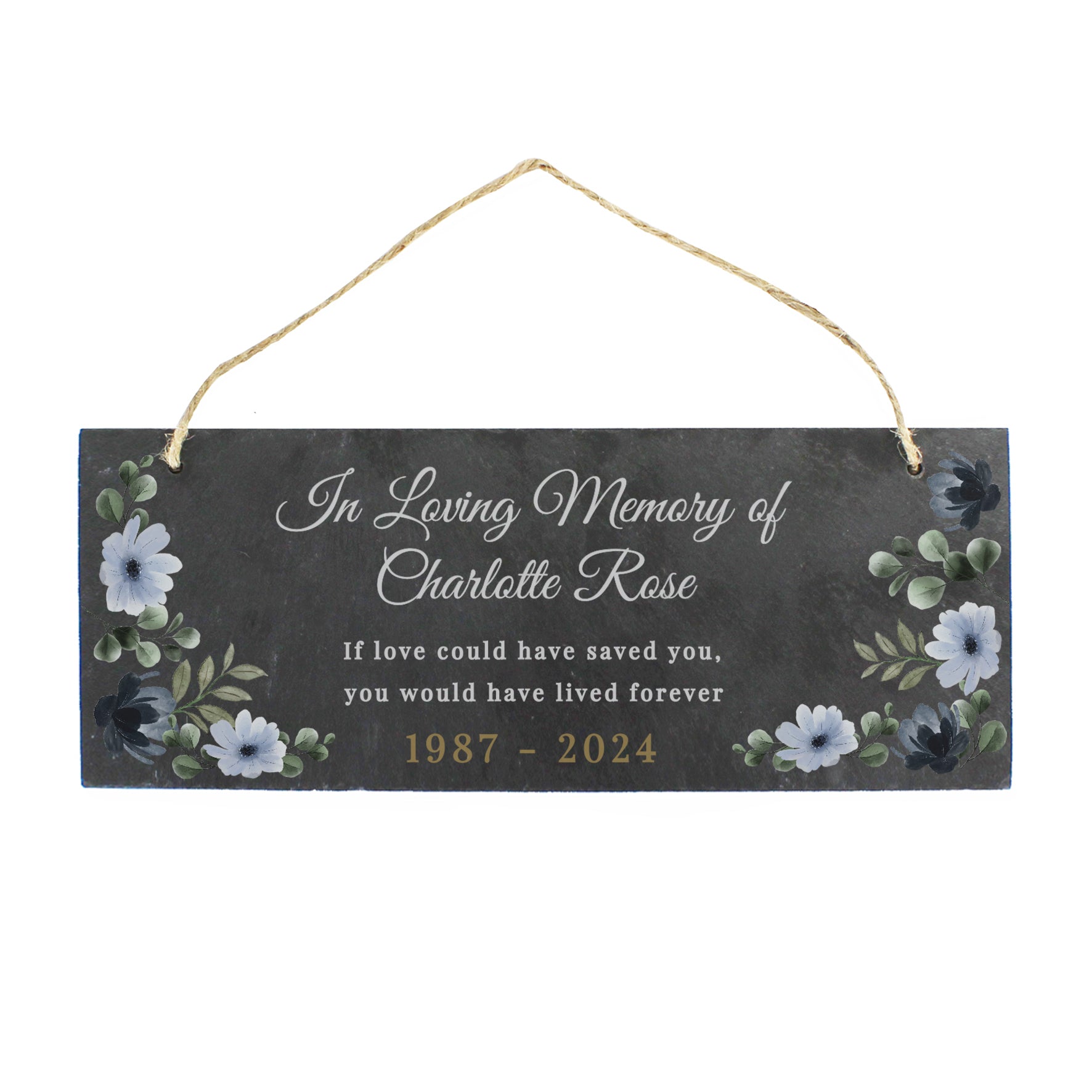 Personalised Memorial Floral Slate Hanging Ornament - image 5