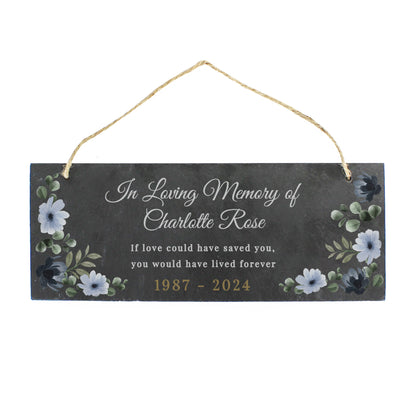 Personalised Memorial Floral Slate Hanging Ornament - image 5