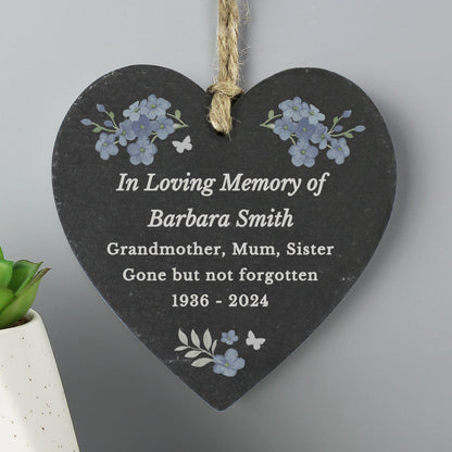 Personalised Memorial Forget Me Not Slate Heart from Heartfelt Gifts