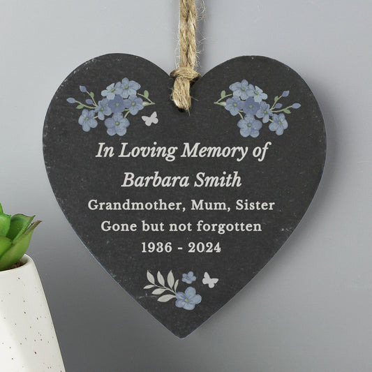 Personalised Memorial Forget Me Not Slate Heart from Heartfelt Gifts