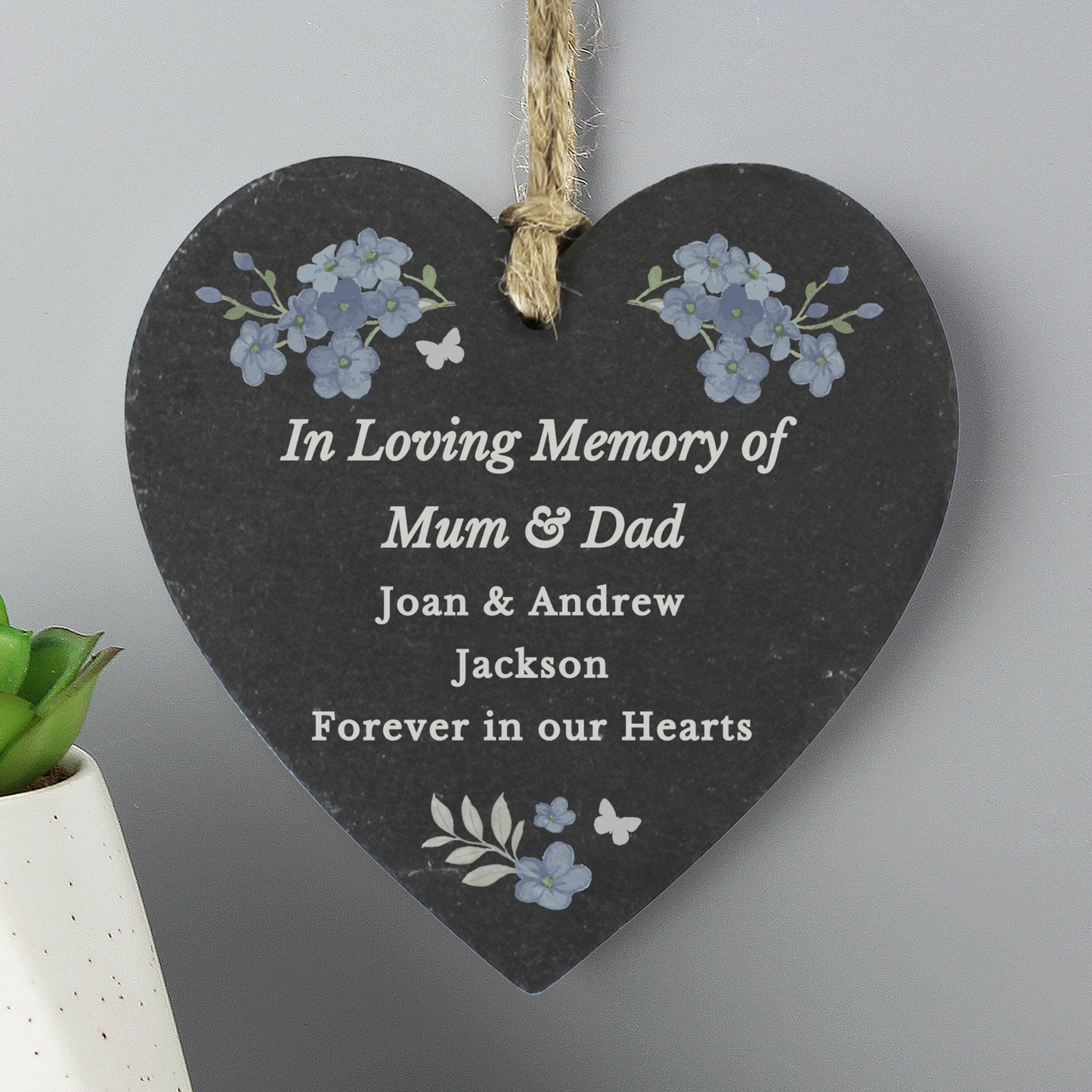 Personalised Memorial Forget Me Not Slate Heart - image 4