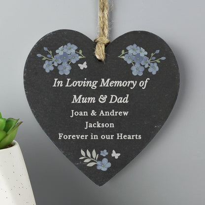 Personalised Memorial Forget Me Not Slate Heart - image 4