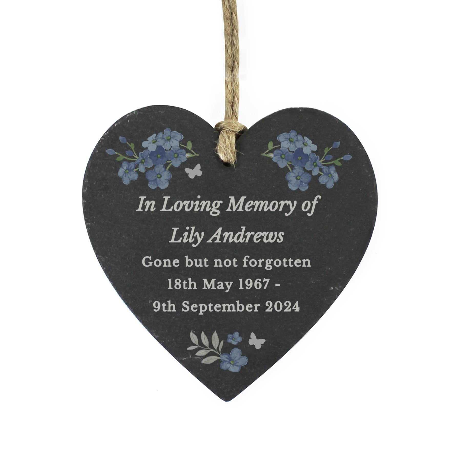 Personalised Memorial Forget Me Not Slate Heart - image 5