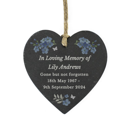 Personalised Memorial Forget Me Not Slate Heart - image 5