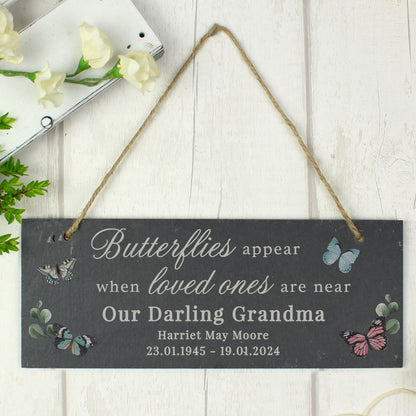 Personalised Memorial Butterflies Appear Slate Hanging Ornament from Heartfelt Gifts