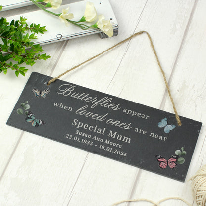 Personalised Memorial Butterflies Appear Slate Hanging Ornament - image 2