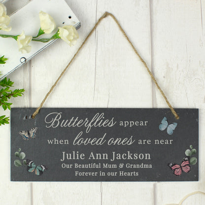 Personalised Memorial Butterflies Appear Slate Hanging Ornament - image 3