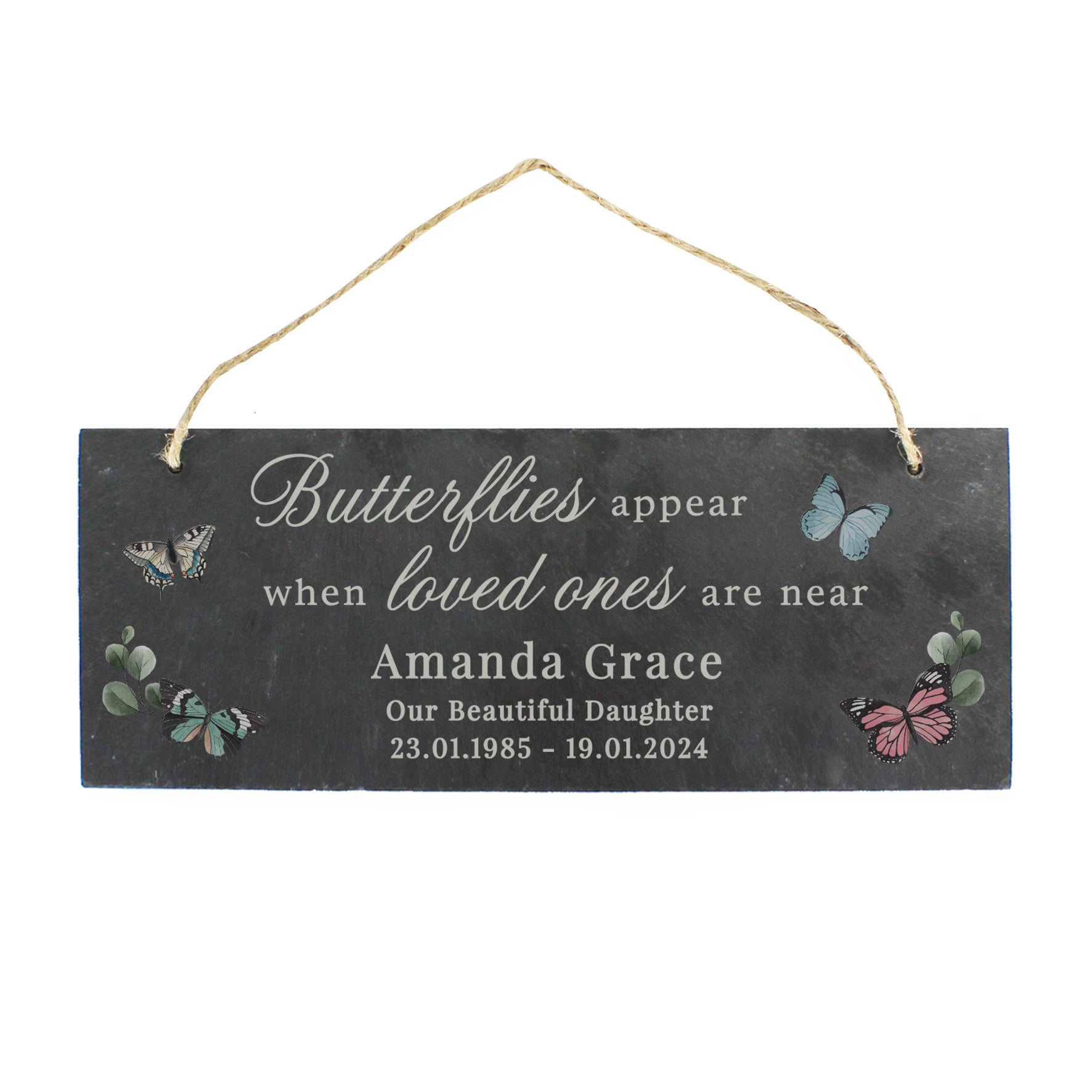 Personalised Memorial Butterflies Appear Slate Hanging Ornament - image 4