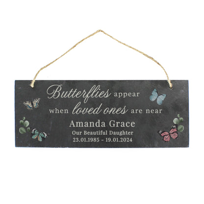 Personalised Memorial Butterflies Appear Slate Hanging Ornament - image 4