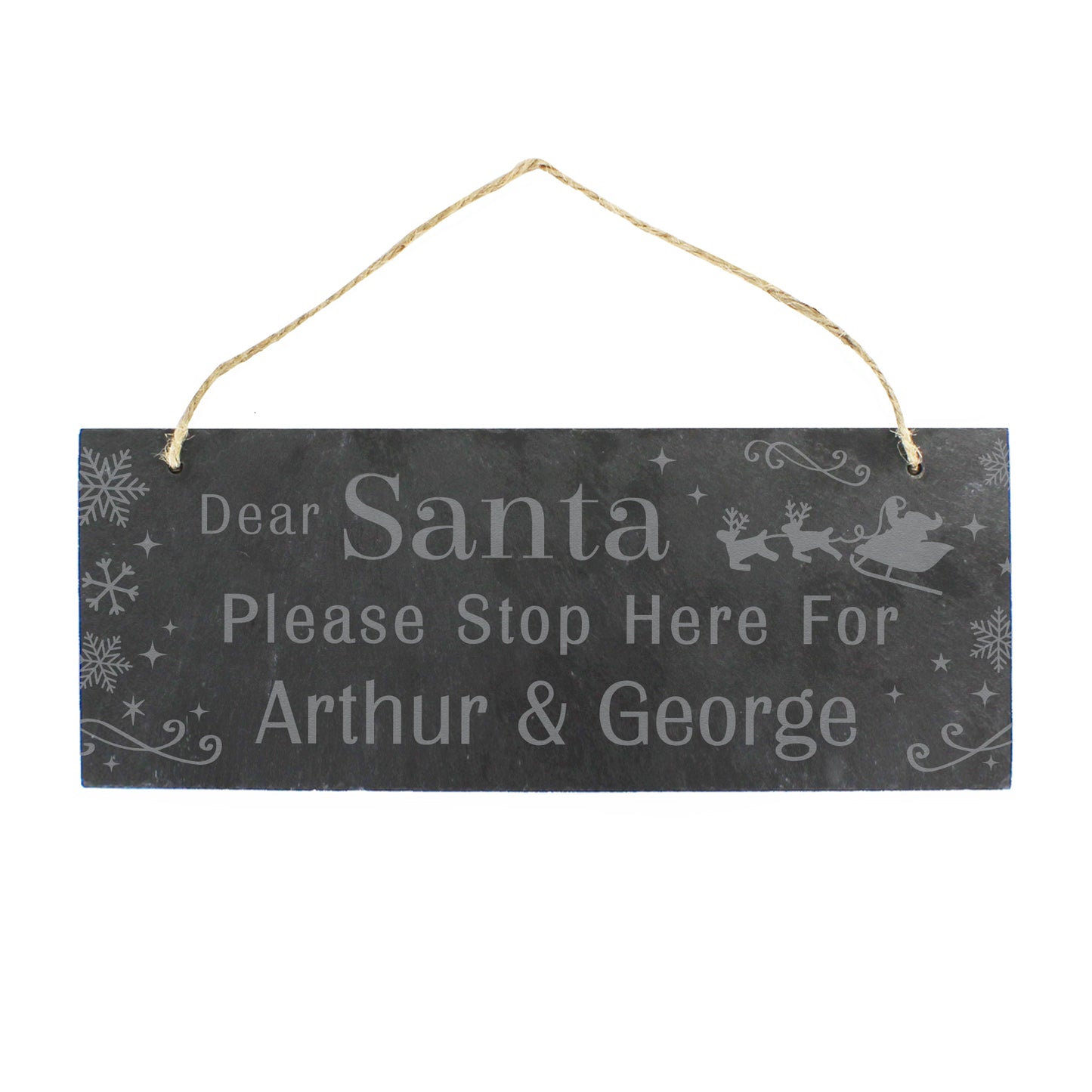 Personalised Santa Please Stop Here... Hanging Slate Sign - image 5