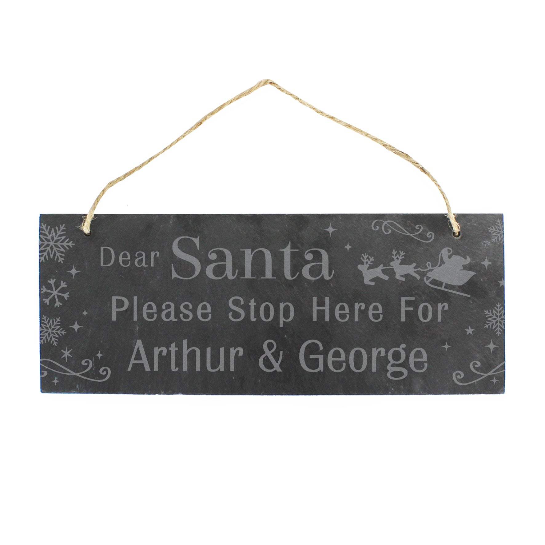 Personalised Santa Please Stop Here... Hanging Slate Sign - image 5