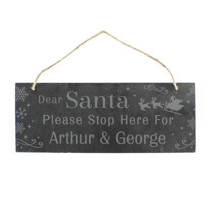 Personalised Santa Please Stop Here... Hanging Slate Sign - image 5