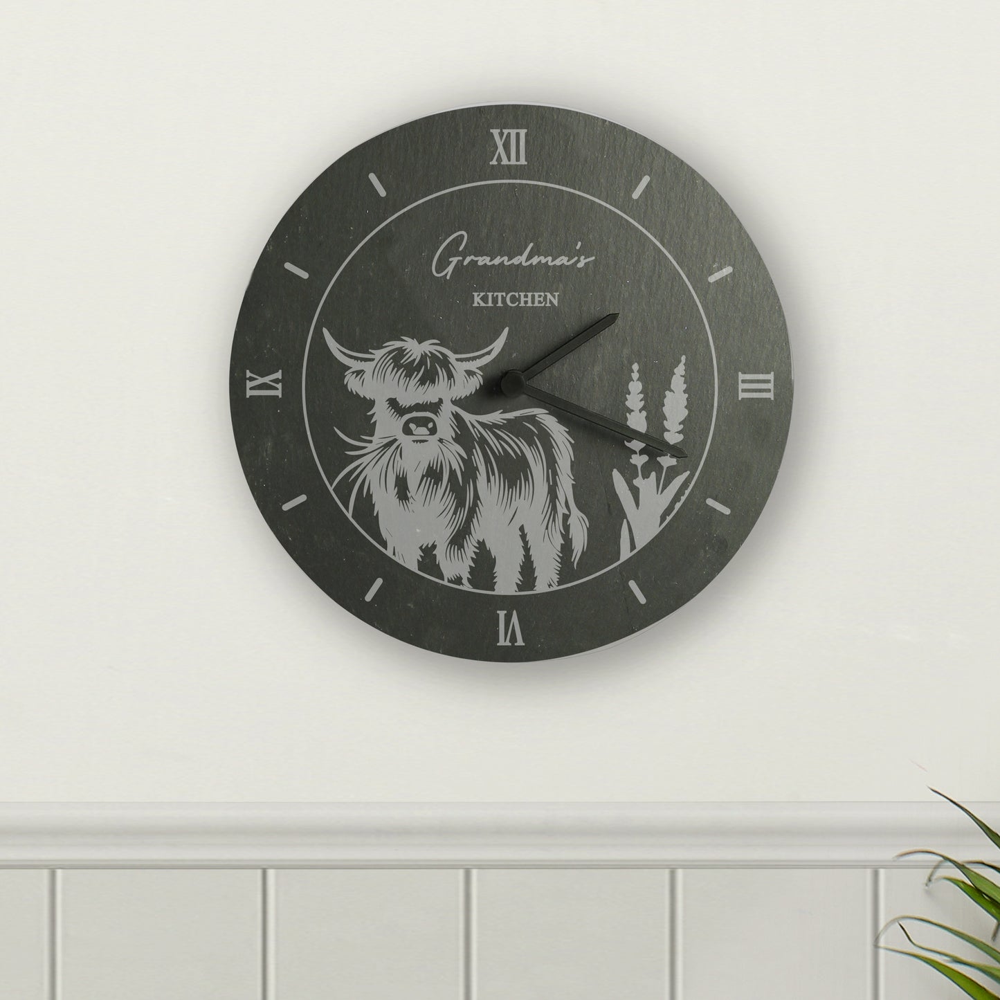Personalised Highland Cow Slate Clock - image 4