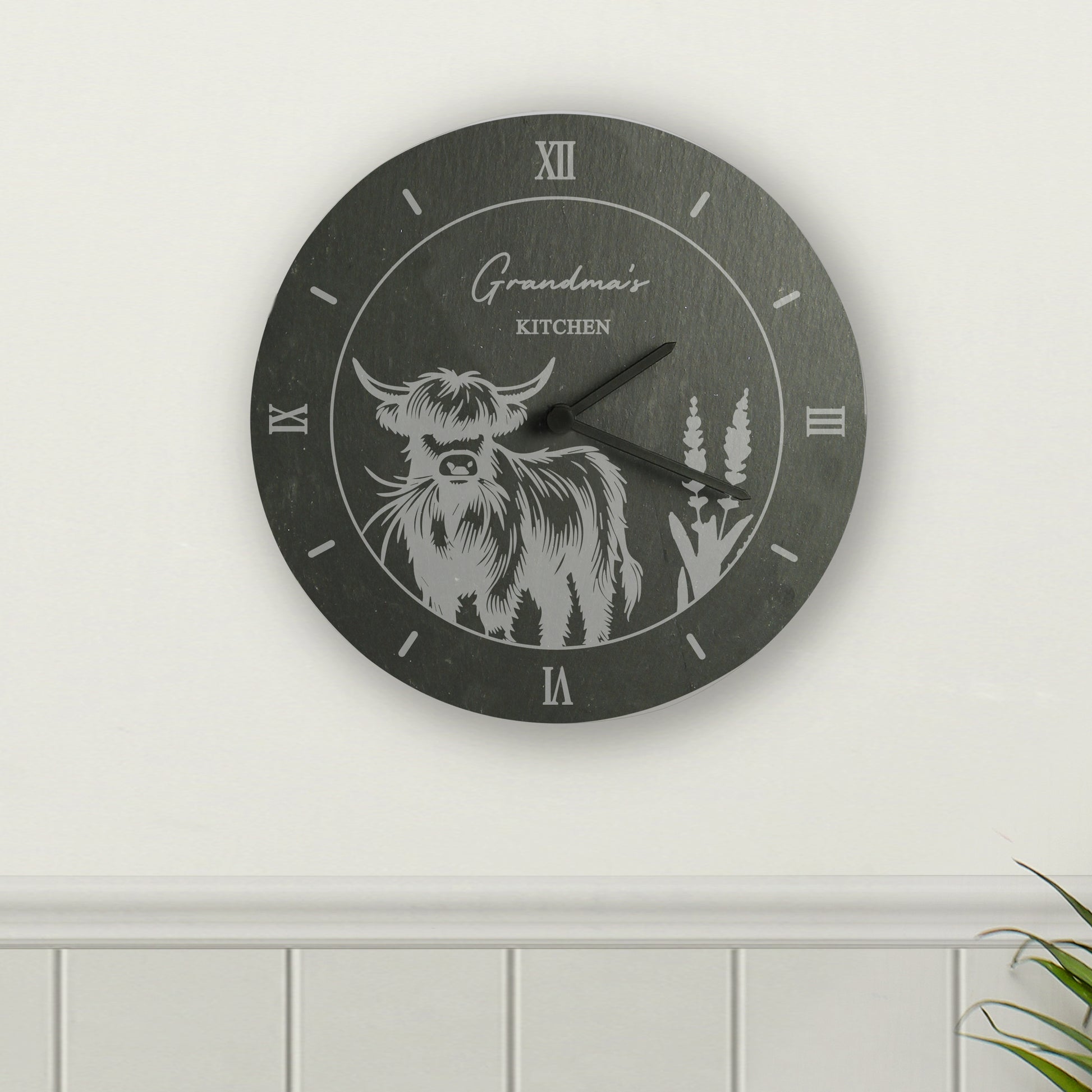 Personalised Highland Cow Slate Clock - image 4