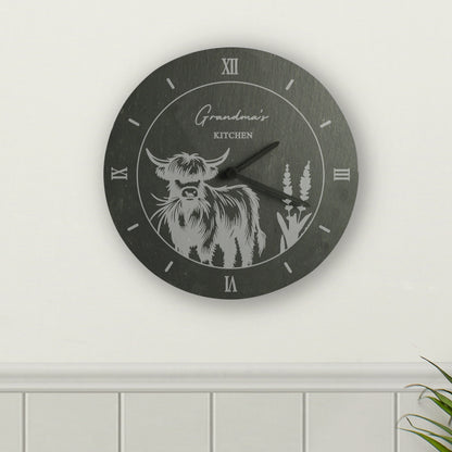 Personalised Highland Cow Slate Clock - image 4