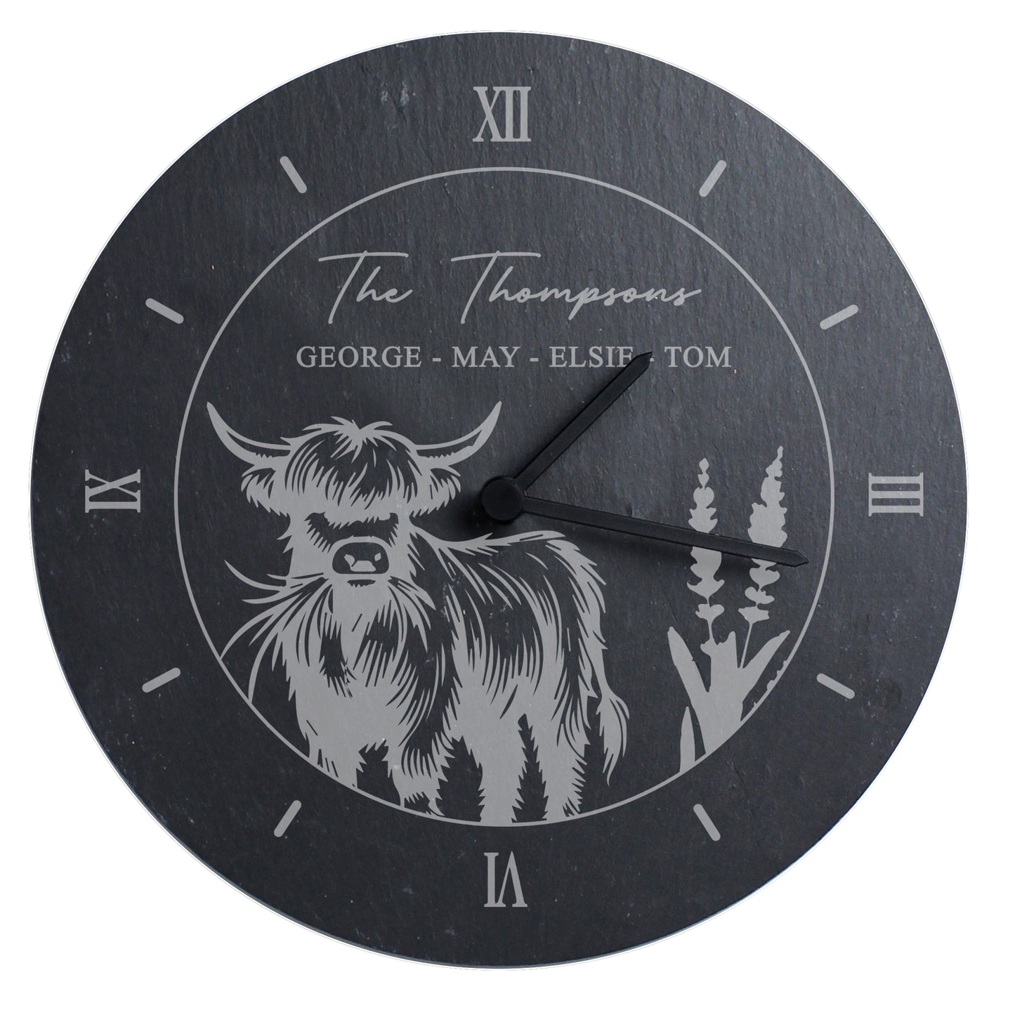 Personalised Highland Cow Slate Clock - image 5