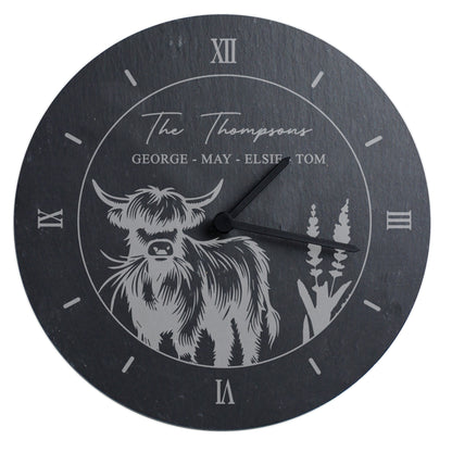 Personalised Highland Cow Slate Clock - image 5