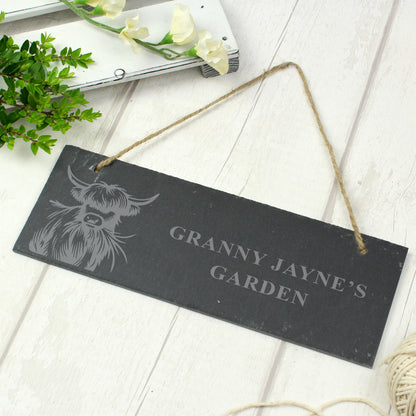 Personalised Highland Cow Slate Sign from Heartfelt Gifts