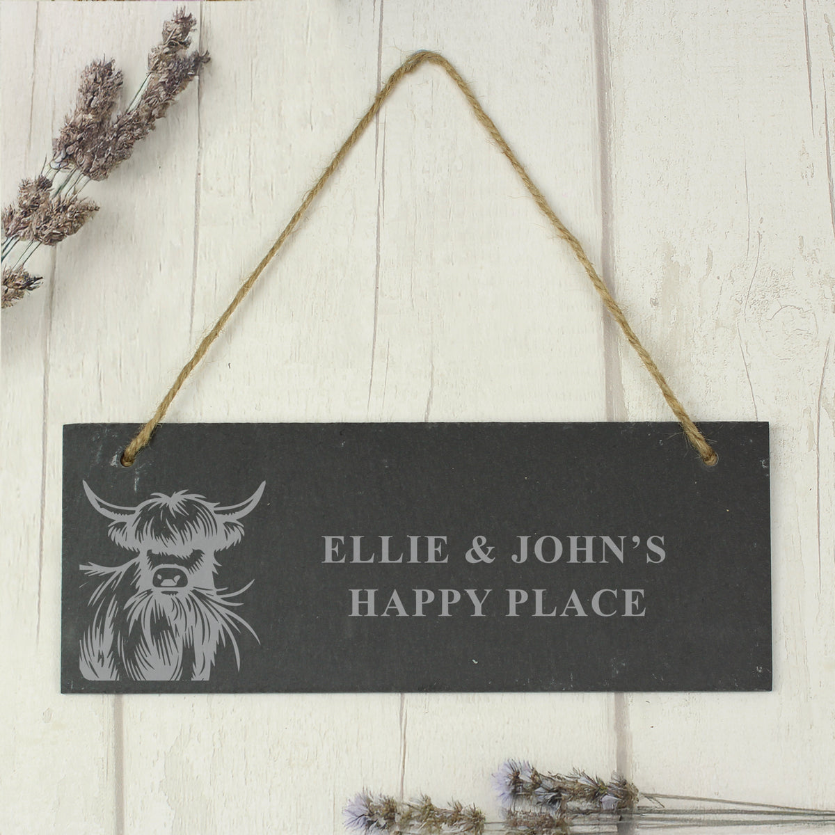 Personalised Highland Cow Slate Sign - image 3