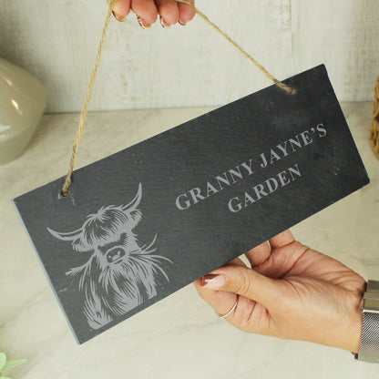 Personalised Highland Cow Slate Sign - image 6